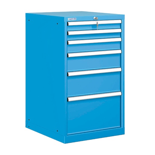 [021146] Cajonera metálica con 6 cajones - Dim.: 564x572x1000h mm - Azul ral 5012