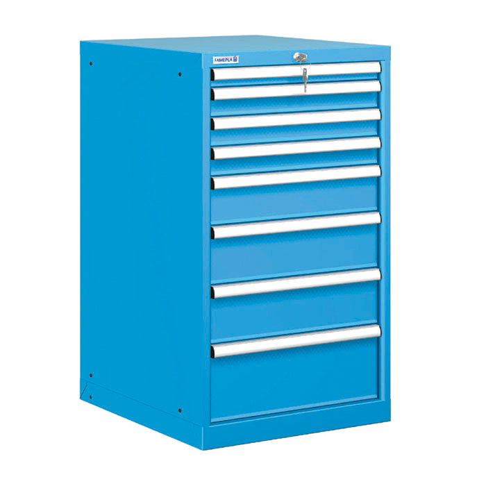 [021156] Cajonera metálica con 8 cajones - Dim.: 564x572x1000h mm - Azul ral 5012