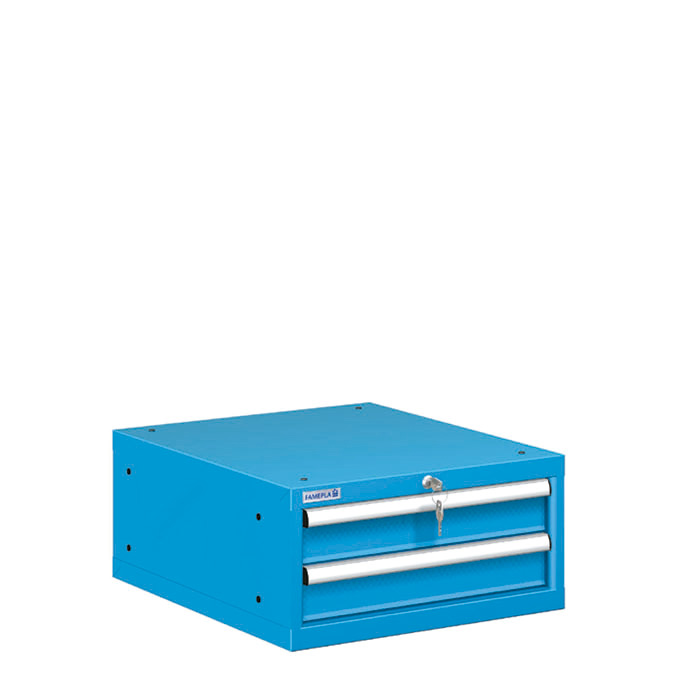 [021161] Cajonera metálica con 2 cajones - Dim.: 564x725x283h mm - Azul ral 5012
