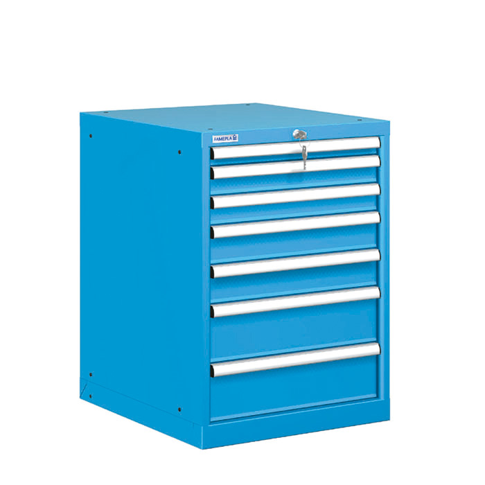 [021270] Cajonera metálica con 7 cajones - Dim.: 564x725x800h mm - Azul ral 5012