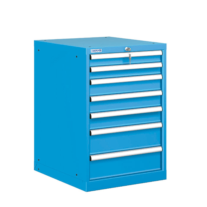 [021332] Cajonera metálica con 7 cajones - Dim.: 564x725x850h mm - Azul ral 5012