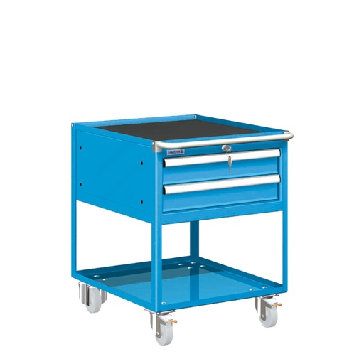 [021339] Carro cajonera móvil porta herramientas con 2 cajones - Dim.: 580x820x760h mm - Ruedas Ø100 mm nylon - Azul ral 2012