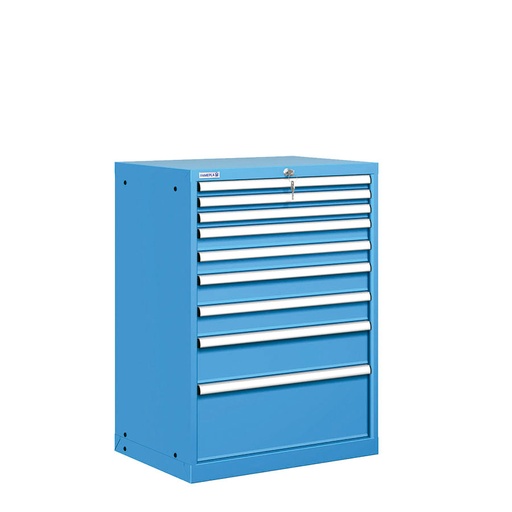 [021399] Cajonera metálica con 9 cajones - Dim.: 717x572x1000h mm - Azul ral 5012