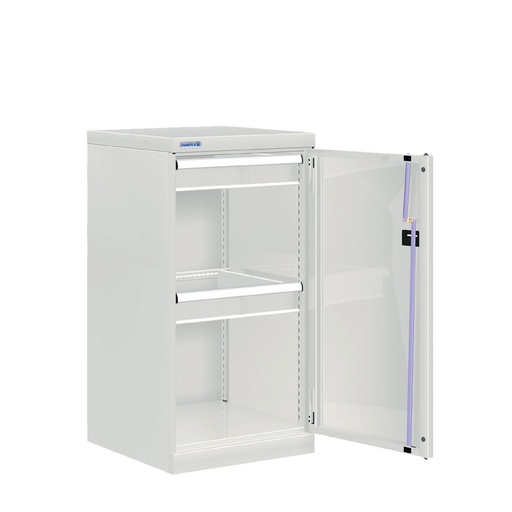 [022644] Armario metálico de puerta batiente con 2 cajones de extracción telescópica - Dim.: 512x555x1000h mm - Gris ral 7035