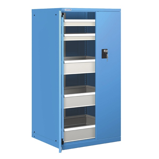 [023027] Cajonera de puertas batientes con 5 cajones de extensión telescópica - Dim.: 717x748x1450h mm - Azul ral 5012