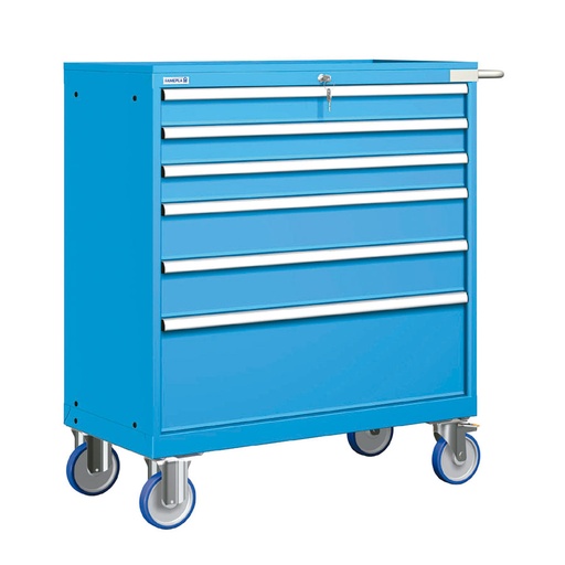 [023306] Cajonera móvil con 6 cajones - Dim.: 1108x580x1214h mm - Ruedas Ø150 mm goma - Azul ral 5012