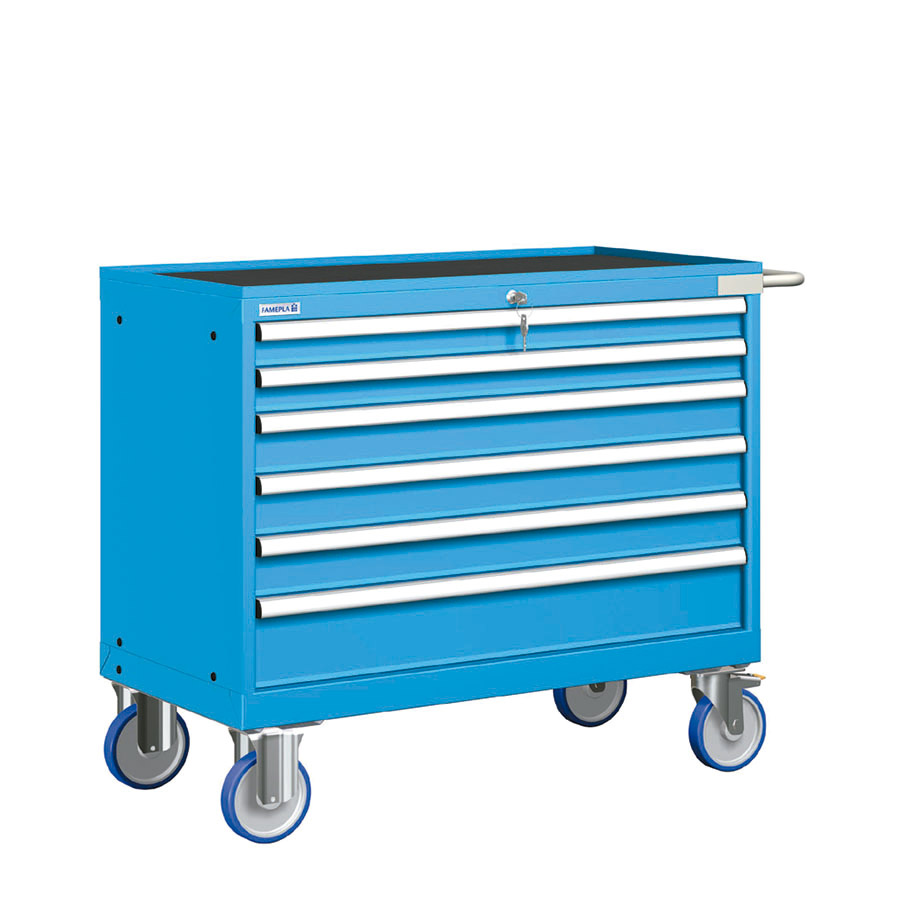 [023326] Cajonera móvil con 6 cajones - Dim.: 1108x580x914h mm - Ruedas Ø150 mm goma - Azul ral 5012