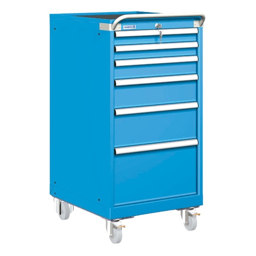 [023446] Carro cajonera móvil porta herramientas con 6 cajones - Dim.: 572x780x1172h mm - Ruedas Ø100 mm nylon - Azul ral 5012