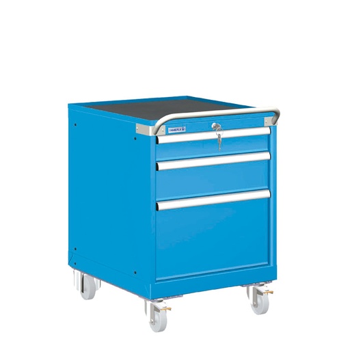 [023468] Carro cajonera móvil porta herramientas con 3 cajones - Dim.: 572x780x822h mm - Ruedas Ø100 mm nylon - Azul ral 5012