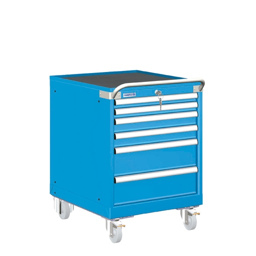 [023472] Carro cajonera móvil porta herramientas con 6 cajones - Dim.: 572x780x822h mm - Ruedas Ø100 mm nylon - Azul ral 5012