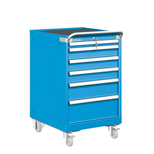 [023498] Carro cajonera móvil porta herramientas con 6 cajones - Dim.: 572x780x972h mm - Ruedas Ø100 mm nylon - Azul ral 5012