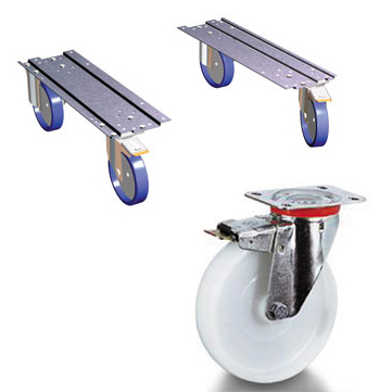 [023950] Kit de ruedas Ø100 mm de nylon y soportes para armario 27x27Eh - Dim.: 595x137h mm