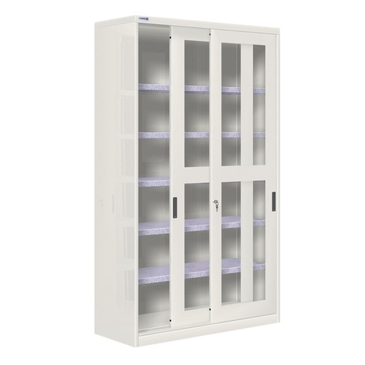 [024359] Armario de puertas correderas con ventana y 5 estantes ajustables - Dim.: 1200x450x2000h mm - gris ral 7035