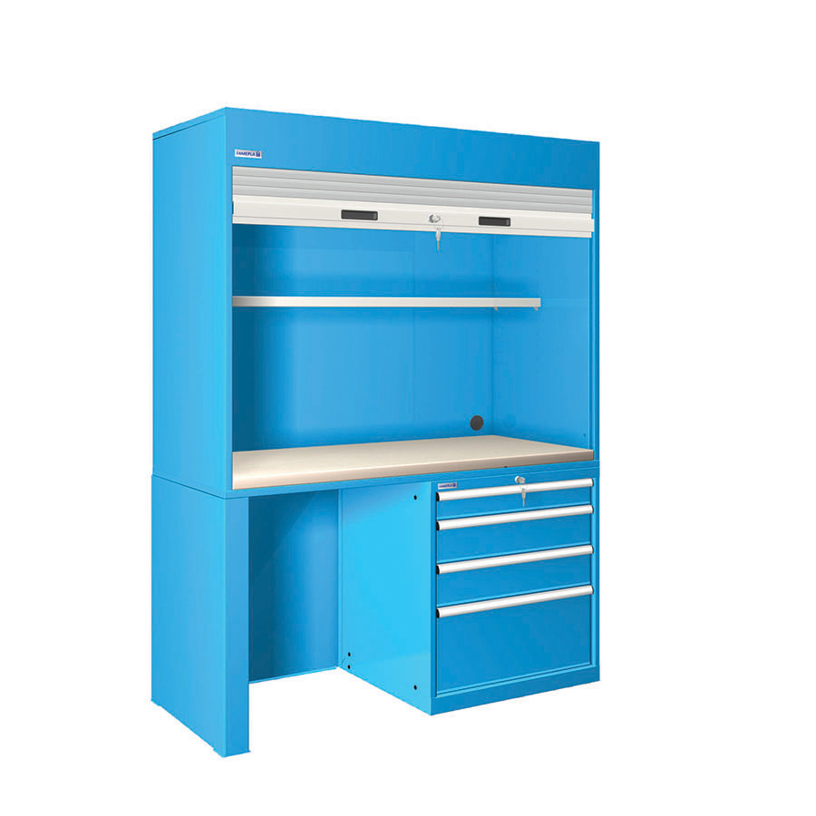[024396] Estación de calidad con encimera laminada plástica - Dim.: 1434x725x2000h mm - Azul ral 5012