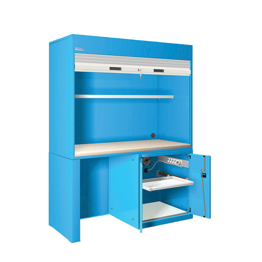 [024400] Estación de calidad con encimera laminada plástica - Dim.: 1434x725x2000h mm - Azul ral 5012
