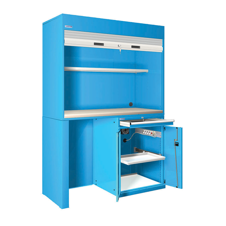 [024426] Estación de calidad con encimera laminada plástica - Dim.: 1434x725x2200h mm - Azul ral 5012