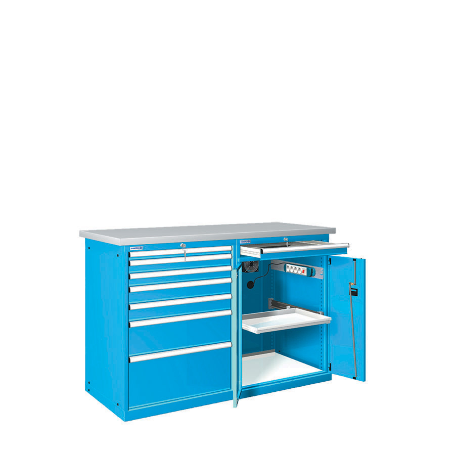 [024444] Estación de calidad con encimera laminada plástica - Dim.: 1500x750x1040h mm - Azul ral 5012