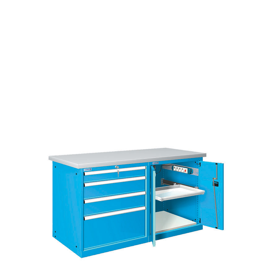 [024468] Estación de calidad con encimera laminada plástica - Dim.: 1500x750x840h mm - Azul ral 5012