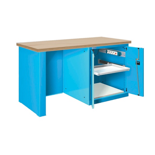 [024474] Estación de calidad con encimera de haya multiplex - Dim.: 1500x750x840h mm - Azul ral 5012