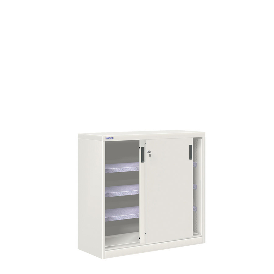 [024700] Armario de puertas correderas con 3 estantes ajustables - Dim.: 1026x450x1000h mm - gris ral 7035