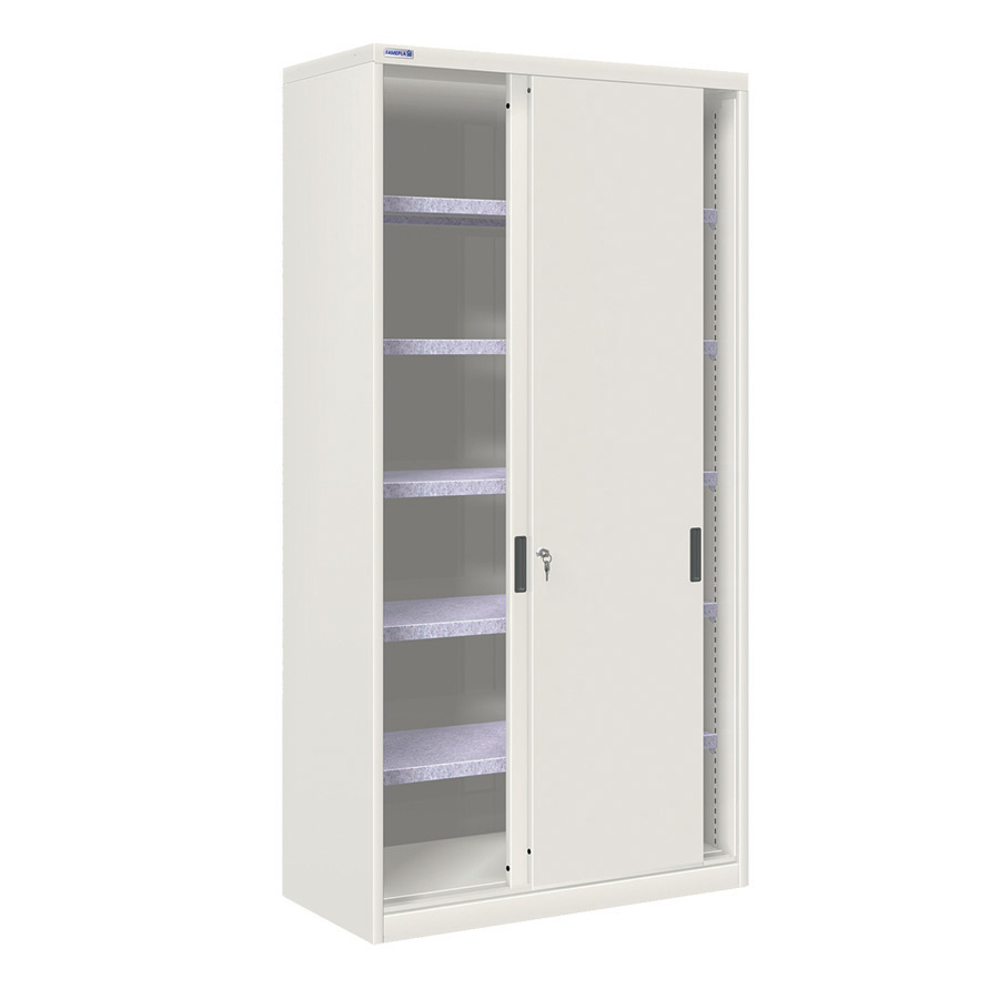 [024710] Armario de puertas correderas con 5 estantes ajustables - Dim.: 1026x450x2000h mm - gris ral 7035