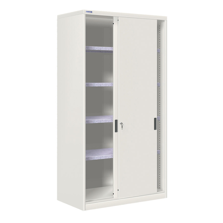 [024750] Armario de puertas correderas con 4 estantes ajustables - Dim.: 1026x600x2000h mm - gris ral 7035