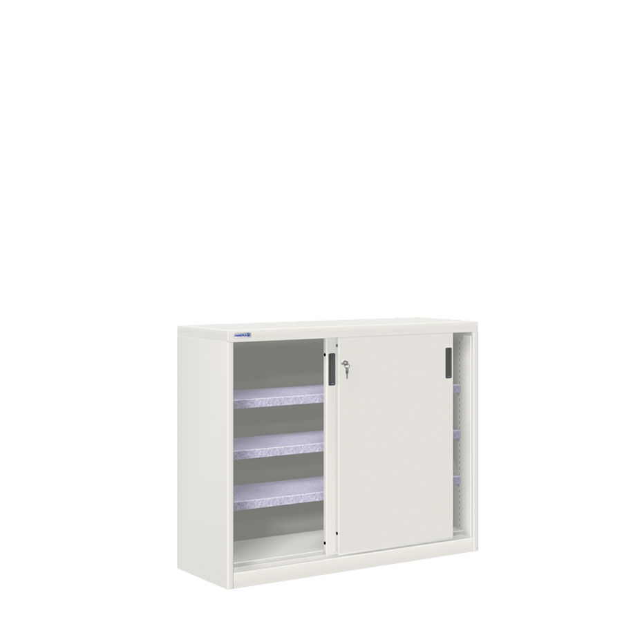 [024770] Armario de puertas correderas con 3 estantes ajustables - Dim.: 1200x450x1000h mm - gris ral 7035