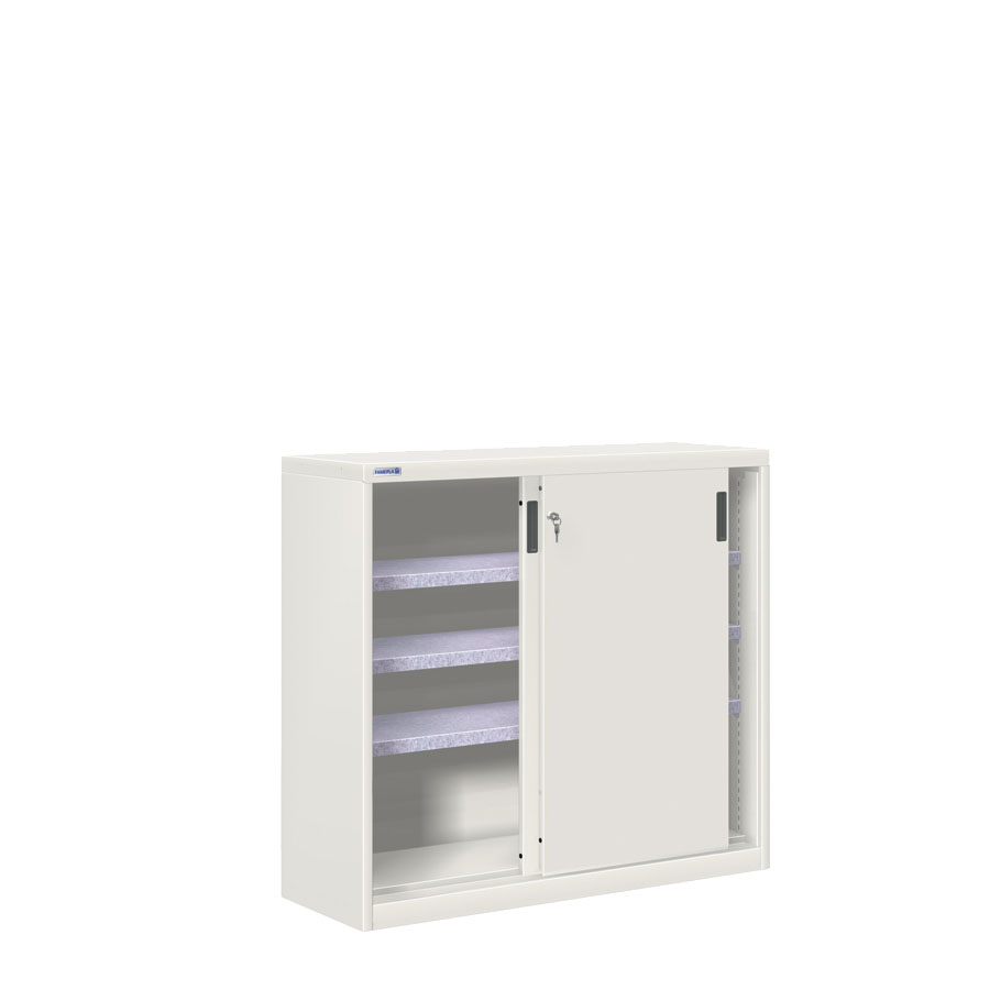 [024776] Armario de puertas correderas con 3 estantes ajustables - Dim.: 1200x450x1200h mm - gris ral 7035