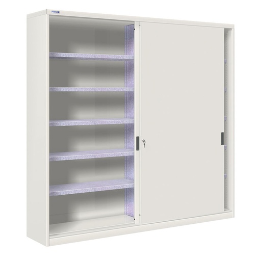 [024864] Armario de puertas correderas con divisor central y 10 estantes ajustables - Dim.: 2052x450x2000h mm - gris ral 7035