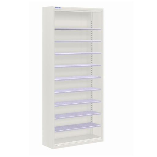 [025153] Armario metálico porta cajas sin puertas con 9 estantes regulables (sin cajas) - dim.: 700x270x1650h mm - Gris ral 7035