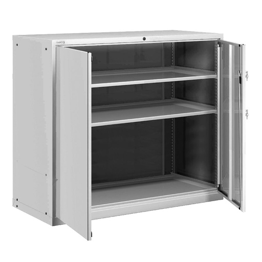 [025185] Armario metálico para taller con puertas batientes y 3 estantes regulables - Dim.: 1431x725x1450h mm - Gris ral 7035