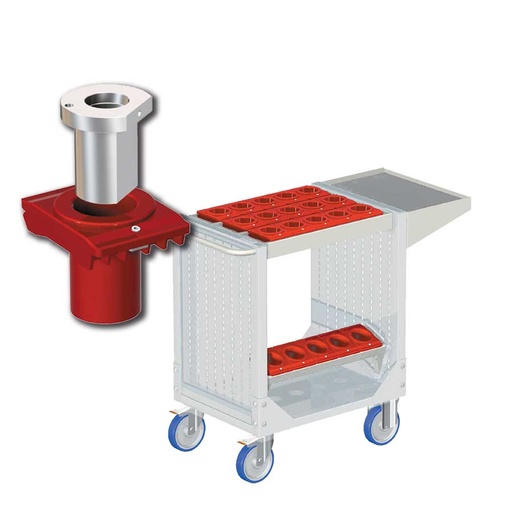 [025288] Carro porta herramientas CNC con 1 estante, 1 bandeja extraíble y 1 cuadro de inserción - Dim.: 1077x508x880h mm - Gris ral 7035