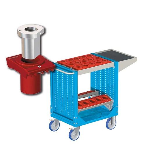 [025301] Carro porta herramientas CNC con 1 estante, 2 bandejas extraíbles y 1 cuadro de inserción - Dim.: 1077x508x880h mm - Azul ral 5012