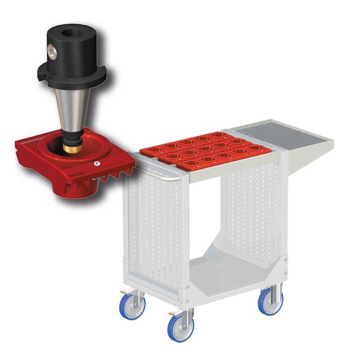 [025324] Carro porta herramientas CNC con 1 estante y 1 cuadro de inserción - Dim.: 1077x508x880h mm - Gris ral 7035