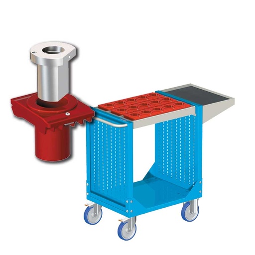 [025329] Carro porta herramientas CNC con 1 estante y 1 cuadro de inserción - Dim.: 1077x508x880h mm - Azul ral 5012