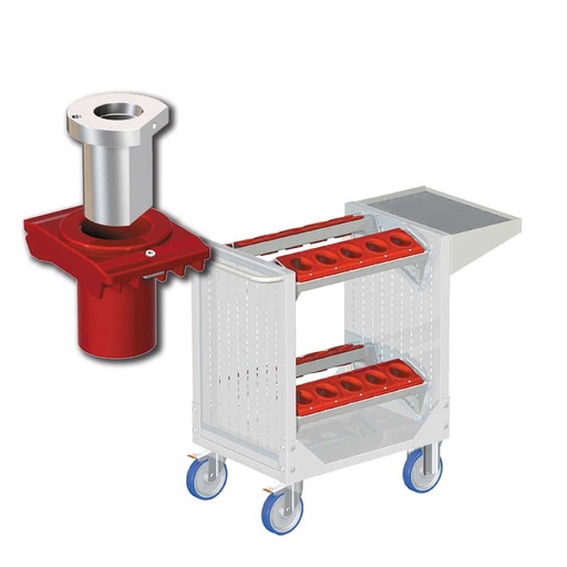 [025344] Carro porta herramientas CNC con 1 estante y 4 bandejas extraíbles - Dim.: 1077x508x880h mm - Gris ral 7035