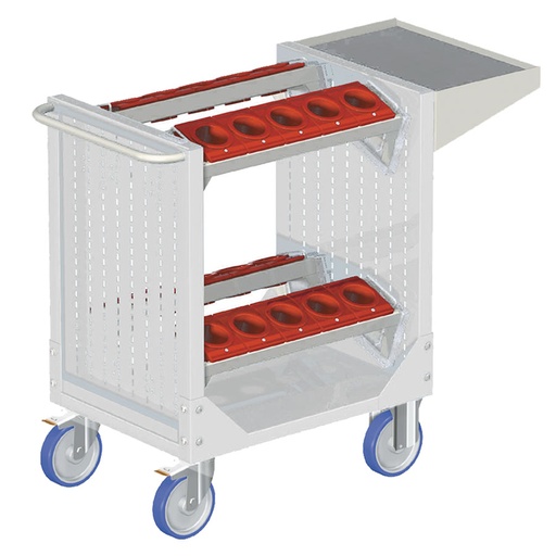 [025350] Carro para herramientas CNC con 1 estante y 4 bandejas extraíbles - Dim.: 1077x508x880h mm - Gris ral 7035