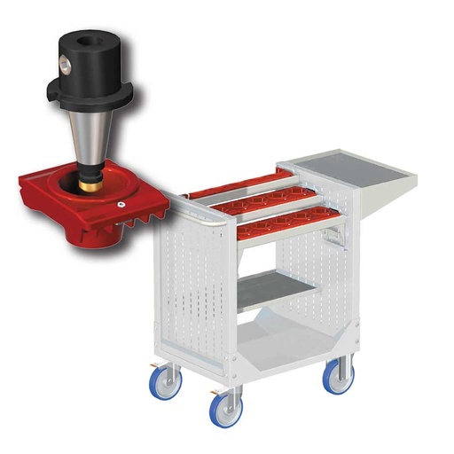 [025352] Carro porta herramientas CNC con 2 estantes y 3 bandejas extraíbles - Dim.: 1077x508x880h mm - Gris ral 7035