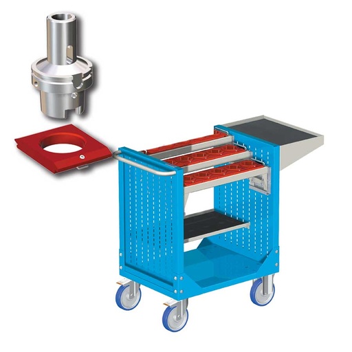 [025355] Carro porta herramientas CNC con 2 estantes y 3 bandejas extraíbles - Dim.: 1077x508x880h mm - Azul ral 5012