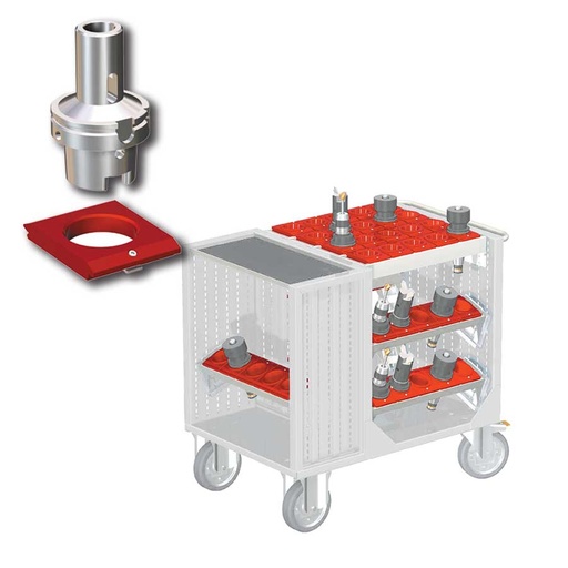 [025370] Carro porta herramientas CNC con 1 estante, 5 bandejas extraíbles y 1 cuadro de inserción - Dim.: 1080x692x970h mm - Gris ral 7035