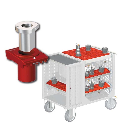 [025372] Carro porta herramientas CNC con 1 estante, 5 bandejas extraíbles y 1 cuadro de inserción - Dim.: 1080x692x970h mm - Gris ral 7035