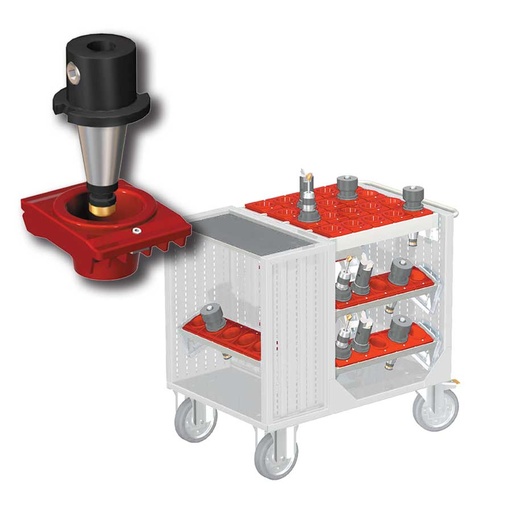 [025374] Carro porta herramientas CNC con 1 estante, 5 bandejas extraíbles y 1 cuadro de inserción - Dim.: 1080x692x970h mm - Gris ral 7035