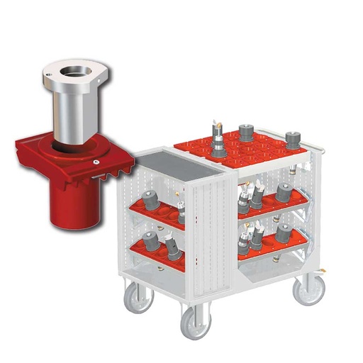 [025386] Carro porta herramientas CNC con 1 estante, 6 bandejas extraíbles y 1 cuadro de inserción - Dim.: 1080x692x970h mm - Gris ral 7035