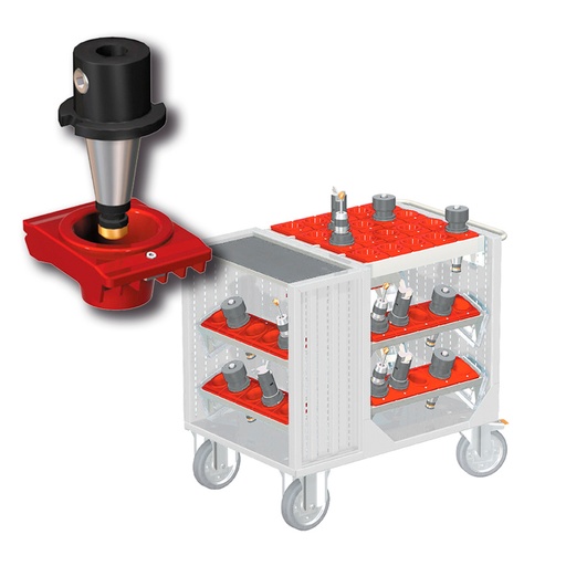 [025390] Carro porta herramientas CNC con 1 estante, 6 bandejas extraíbles y 1 cuadro de inserción - Dim.: 1080x692x970h mm - Gris ral 7035