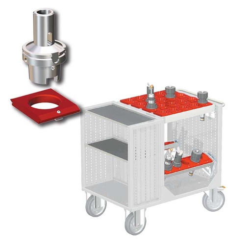 [025412] Carro porta herramientas CNC con 2 estantes, 2 bandejas extraíbles y 1 cuadro de inserción - Dim.: 1080x692x970h mm - Gris ral 7035