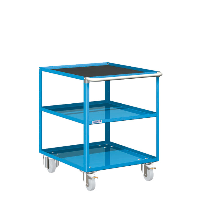 [025423] Carro cajonera móvil porta herramientas con estantes - Dim.: 580x820x760h mm - Ruedas Ø100 mm nylon - Azul ral 5012