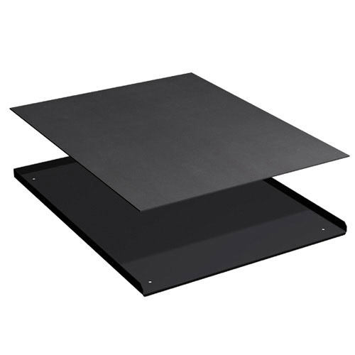 [025609] Encimera metálica con 3 rebordes y recubrimiento de caucho - Dim.: 870x725x20h mm - Negro