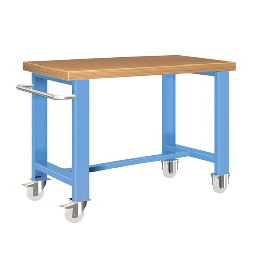 [025713] Banco de trabajo estándar móvil - Dim.: 1250x750x840h mm - Multiplex, 1 tirador y 4 ruedas - Azul ral 5012