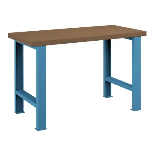 [025717] Banco de trabajo para taller estándar - Dim.: 1250x750x850h mm - Encimera DM, 2 patas - Azul ral 5012