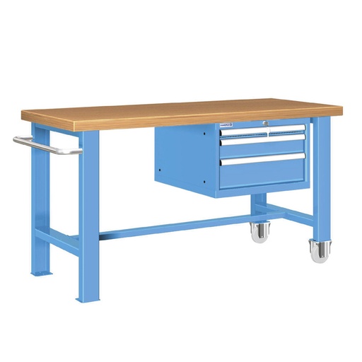 [025791] Banco de trabajo estándar móvil - Dim.: 1500x750x840h mm - Cajones de altura 50, 100 y 150 mm - Azul ral 5012